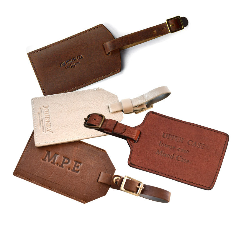 blank custom logo faux leather embossed luggage tag