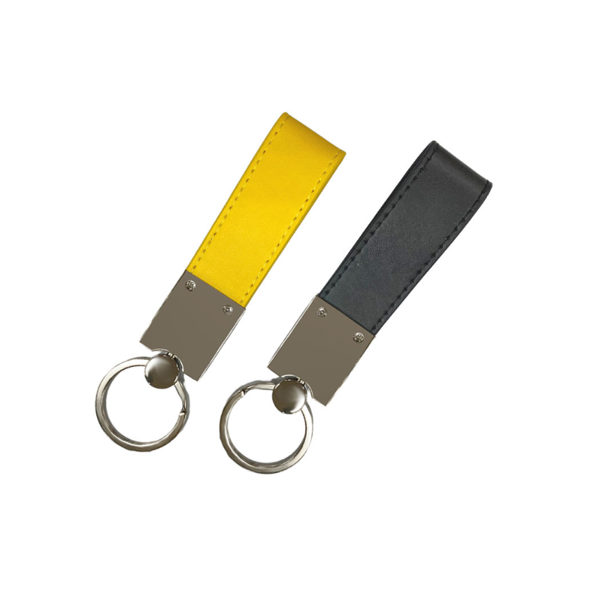 Metal and leather keyring custom logo keychain PU leather key holder