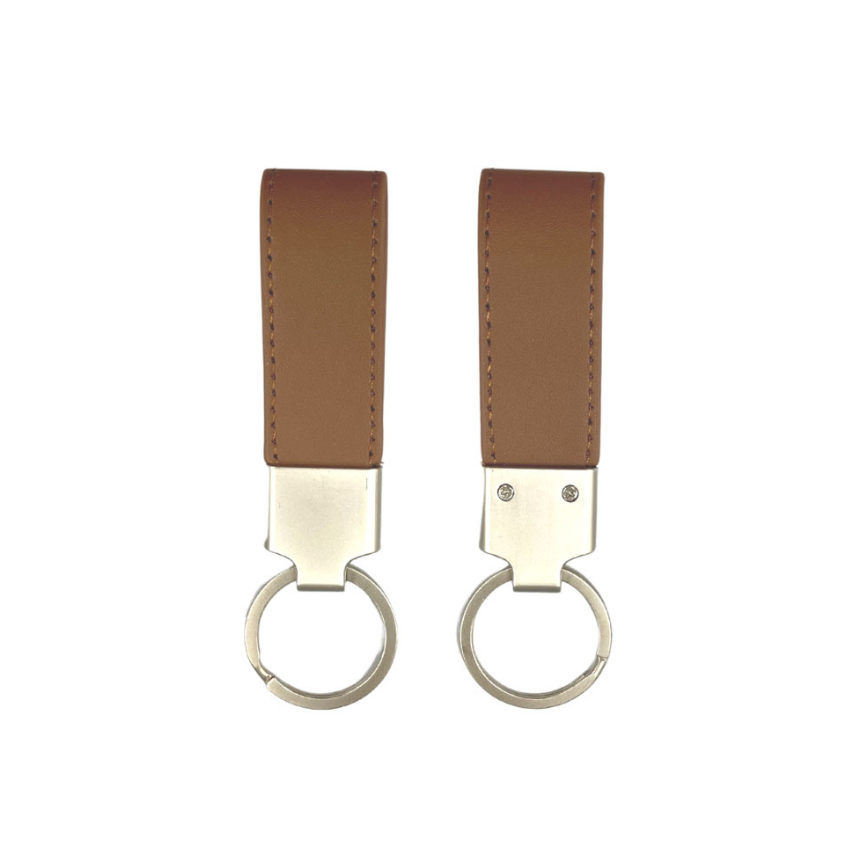 Metal and leather keyring custom logo keychain PU leather key holder