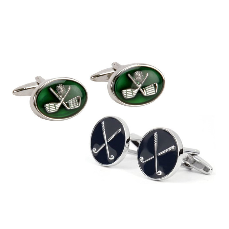 bespoke custom round stainless steel enamel golf cufflinks high quality