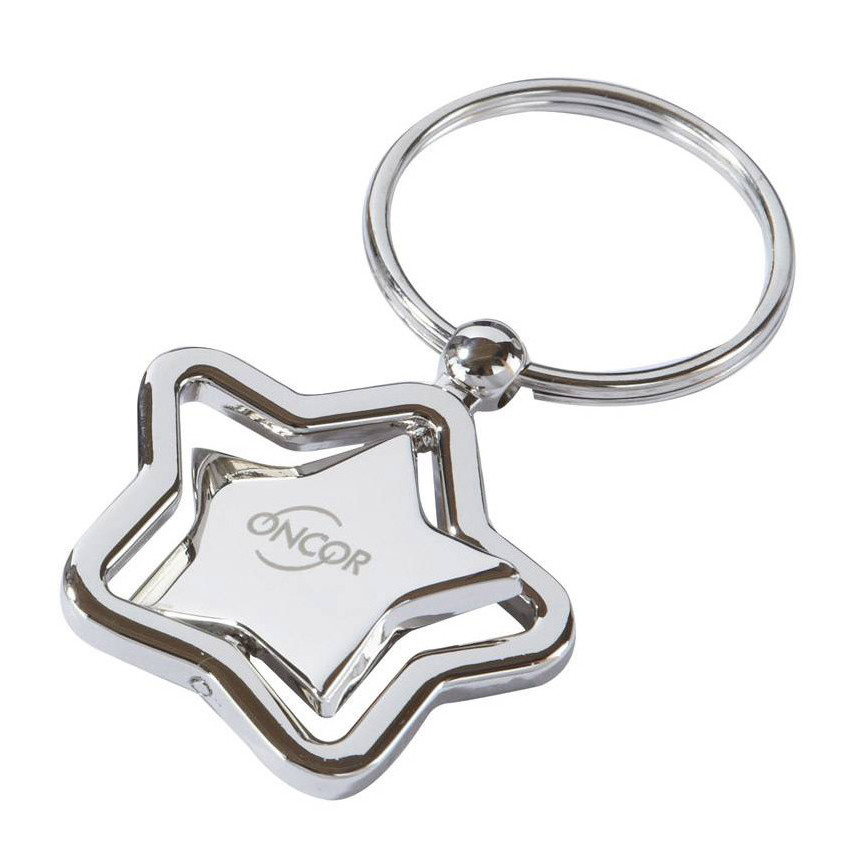 wholesale custom logo metal spinner star spinning keychain