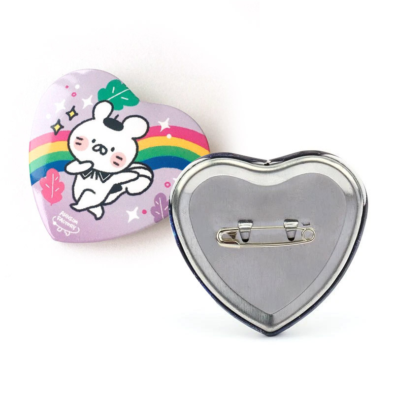 custom logo anime cartoon picture printing heart button maker pin badge