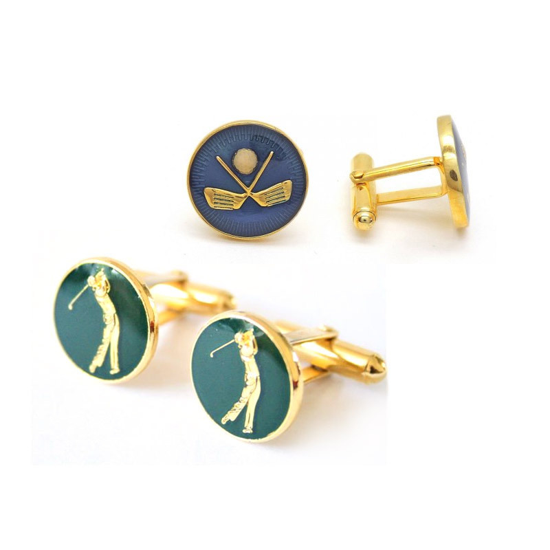 bespoke custom round stainless steel enamel golf cufflinks high quality