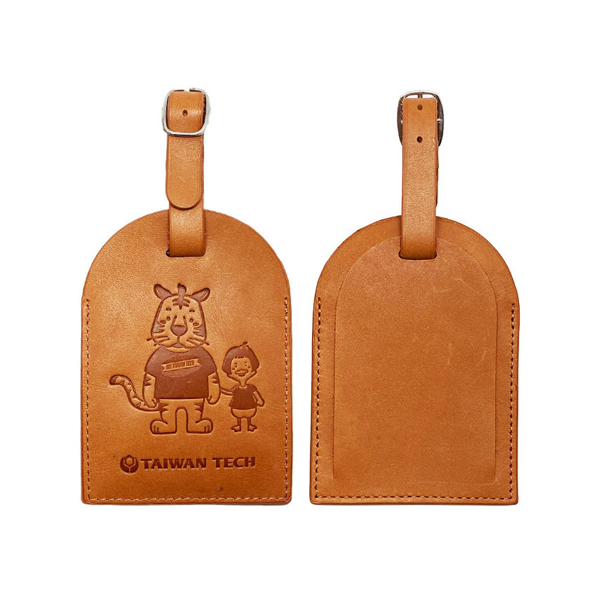 High quality leather luggage tag custom debossed logo suitcase tag