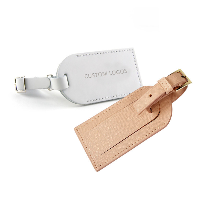 blank custom logo faux leather embossed luggage tag