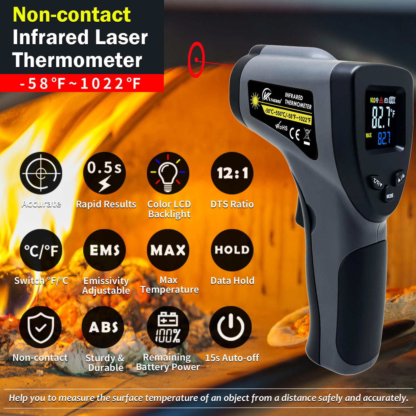 CM8550CT Industrial Infrared Thermometer Color Display Screen Thermometer