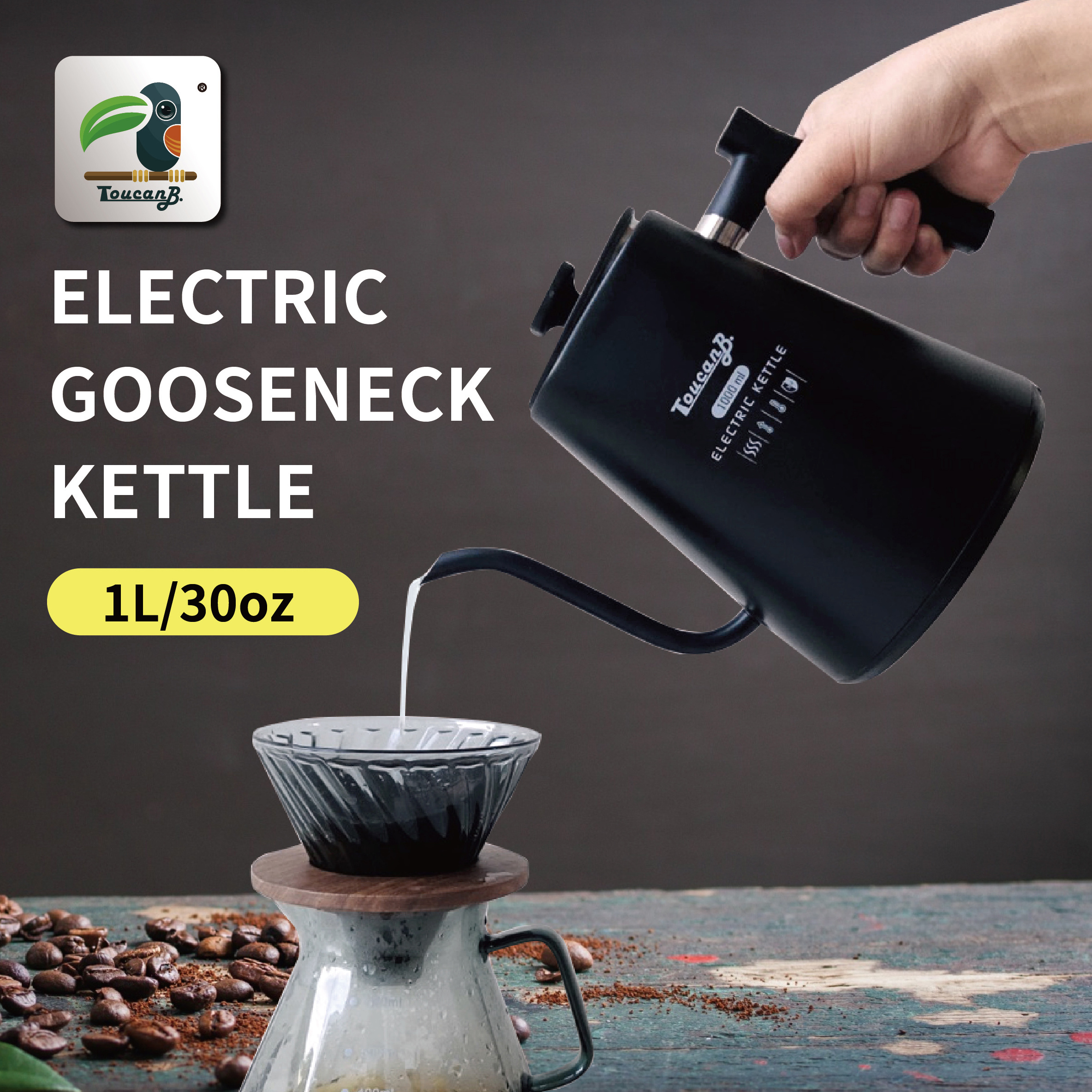 Electric Kettle Gooseneck with Temperature Control Electric Tea Kettle  Pour Over Coffee Kettle