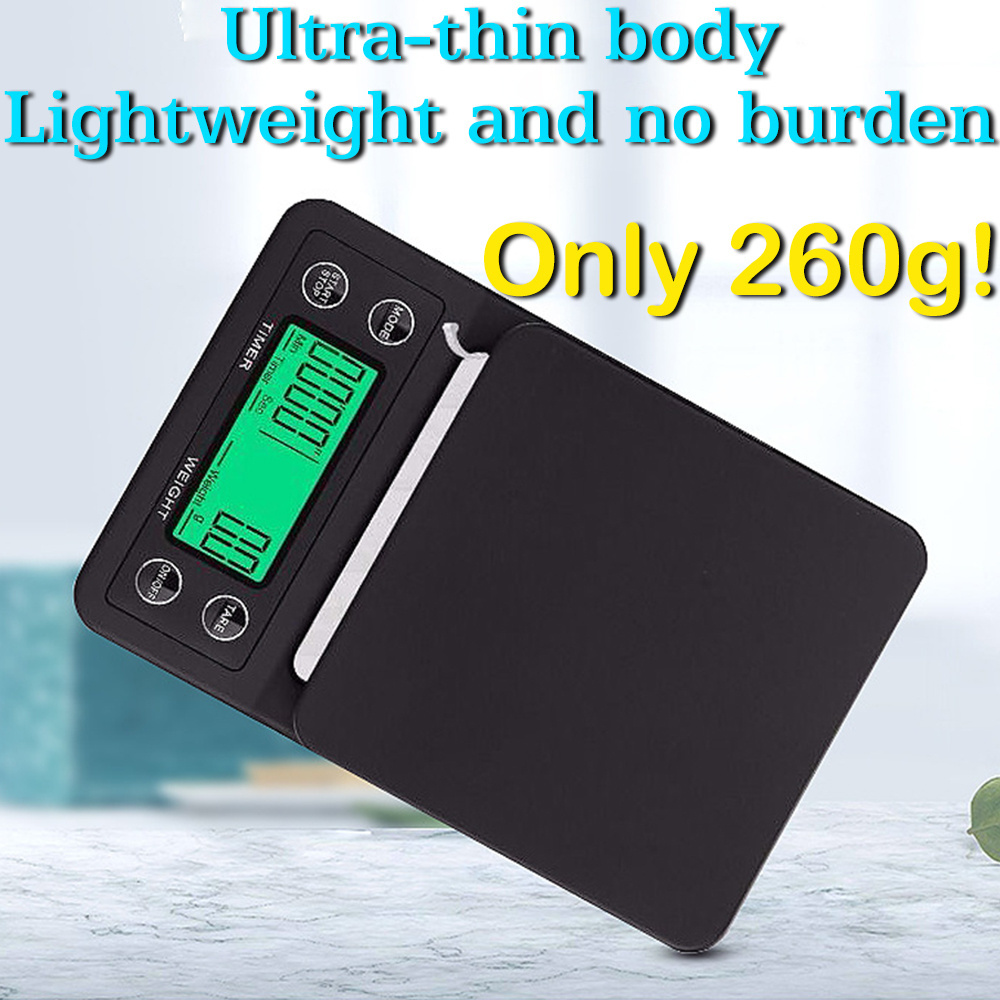 3/5KG Kitchen Scale with Timer 0.1g Coffee Scale