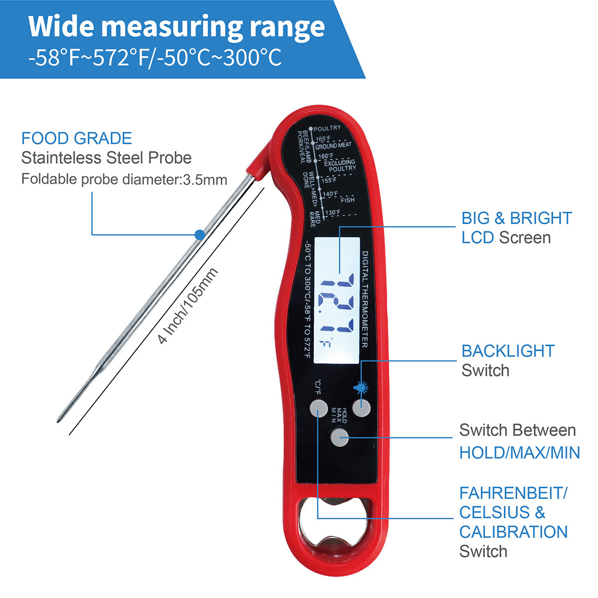 Best Seller Food Digital Thermometer for Cooking, Waterproof Meat Thermometer Digital Thermometer