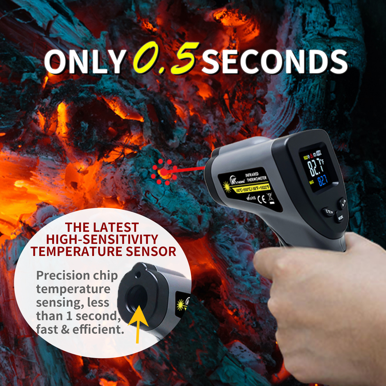 CM8550CT Industrial Infrared Thermometer Color Display Screen Thermometer