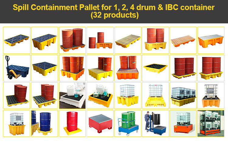 Oil Only 4 Drum Spill Containment Berm Plastic Pallets Without Black Grid Eco Trays Premium 1Drum Pallet 1100 Liter Ibc Tote