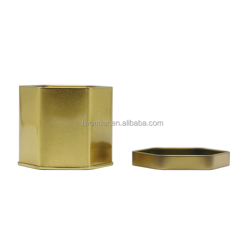 Empty decorative Hexagonal tins for honeybee wax cosmetic body face creams  candle wax  watch