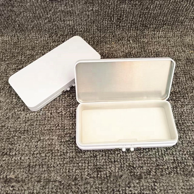 Cigarette metal tin box 120*58*15mm child resistant tin packaging with press button lock for 5 pack of 1.0g 0.75g rolls