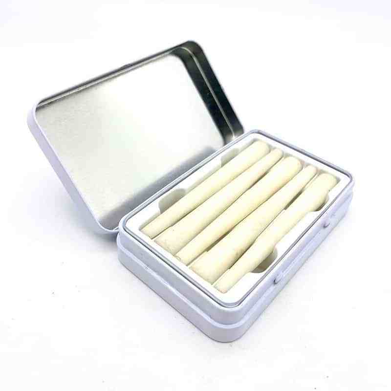 Cigarette metal tin box 120*58*15mm child resistant tin packaging with press button lock for 5 pack of 1.0g 0.75g rolls