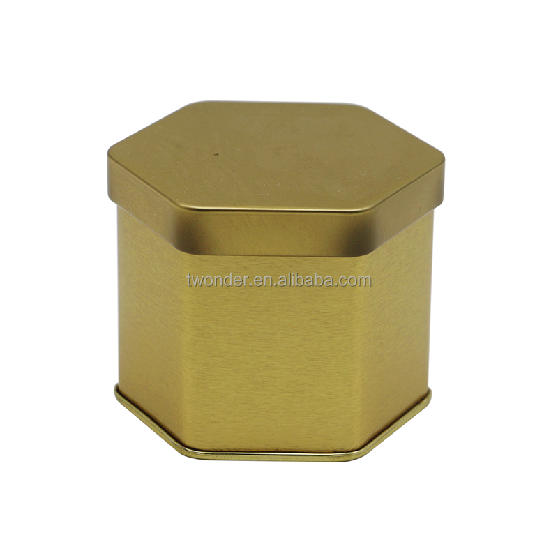 Empty decorative Hexagonal tins for honeybee wax cosmetic body face creams  candle wax  watch