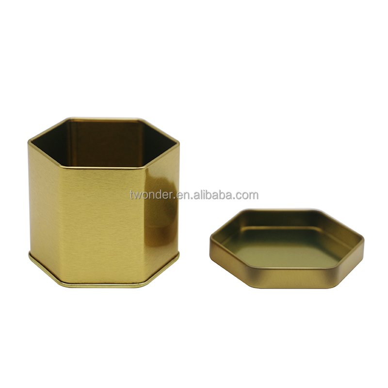 Empty decorative Hexagonal tins for honeybee wax cosmetic body face creams  candle wax  watch