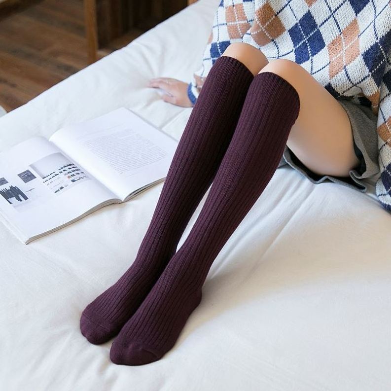 2018 Lady Winter Colorful Warm Thickened Wool Calf Height Knee Stockings High Tube Pile Socks