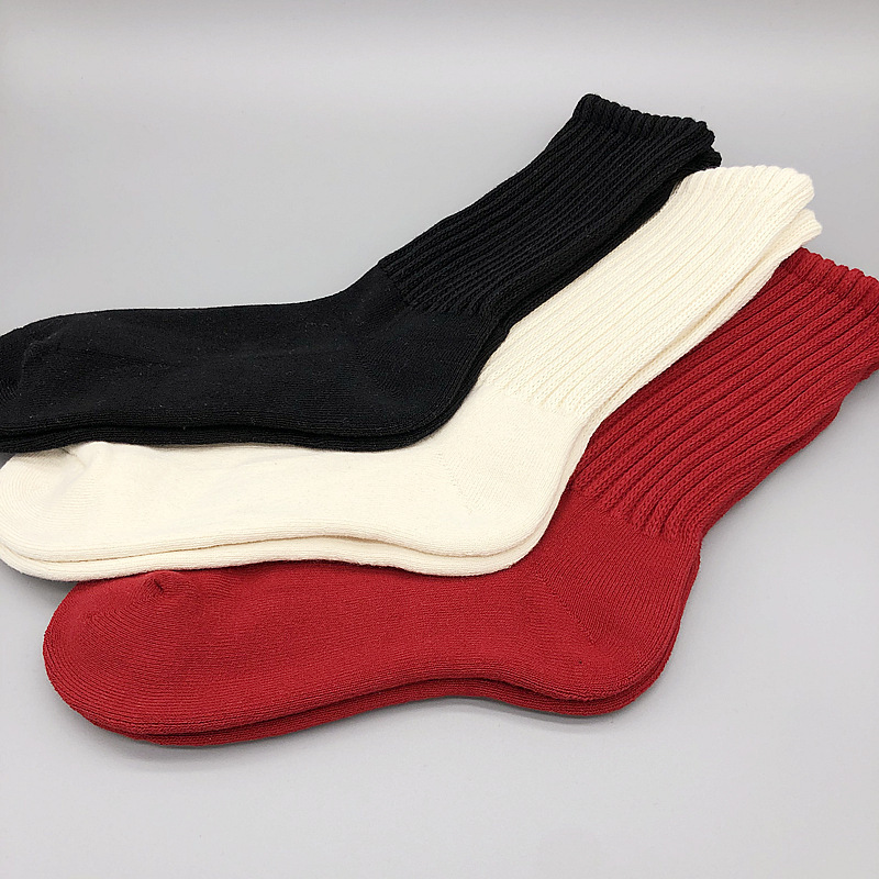 Good quality custom ruffle cotton loose terry thick slouch socks for men