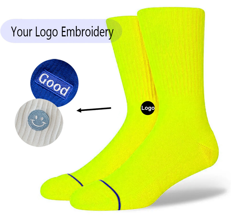 Custom Made Embroidery Design Your Own Pattern Cotton Crew Men Custom Socks With Logo Custom Logo Stance Sports Socks