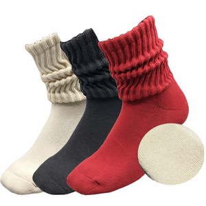 Good quality custom ruffle cotton loose terry thick slouch socks for men