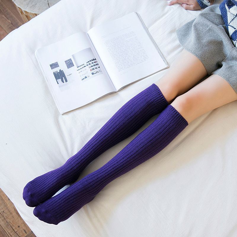 2018 Lady Winter Colorful Warm Thickened Wool Calf Height Knee Stockings High Tube Pile Socks