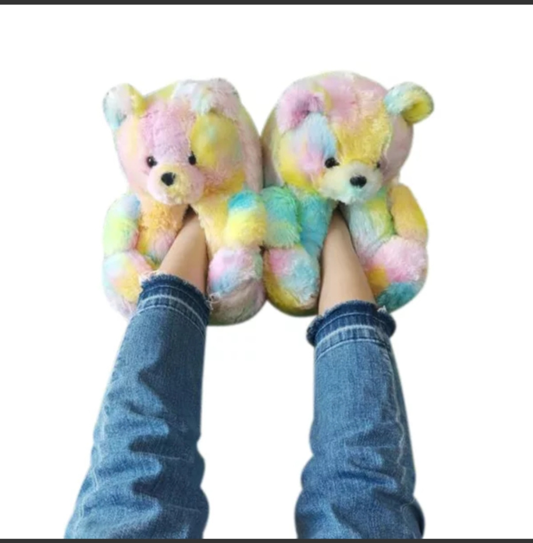 2020 Teddy Bear Slippers Wholesale Custom Cute winter bedroom teddy bear Slippers brown Indoor Lady Shoes