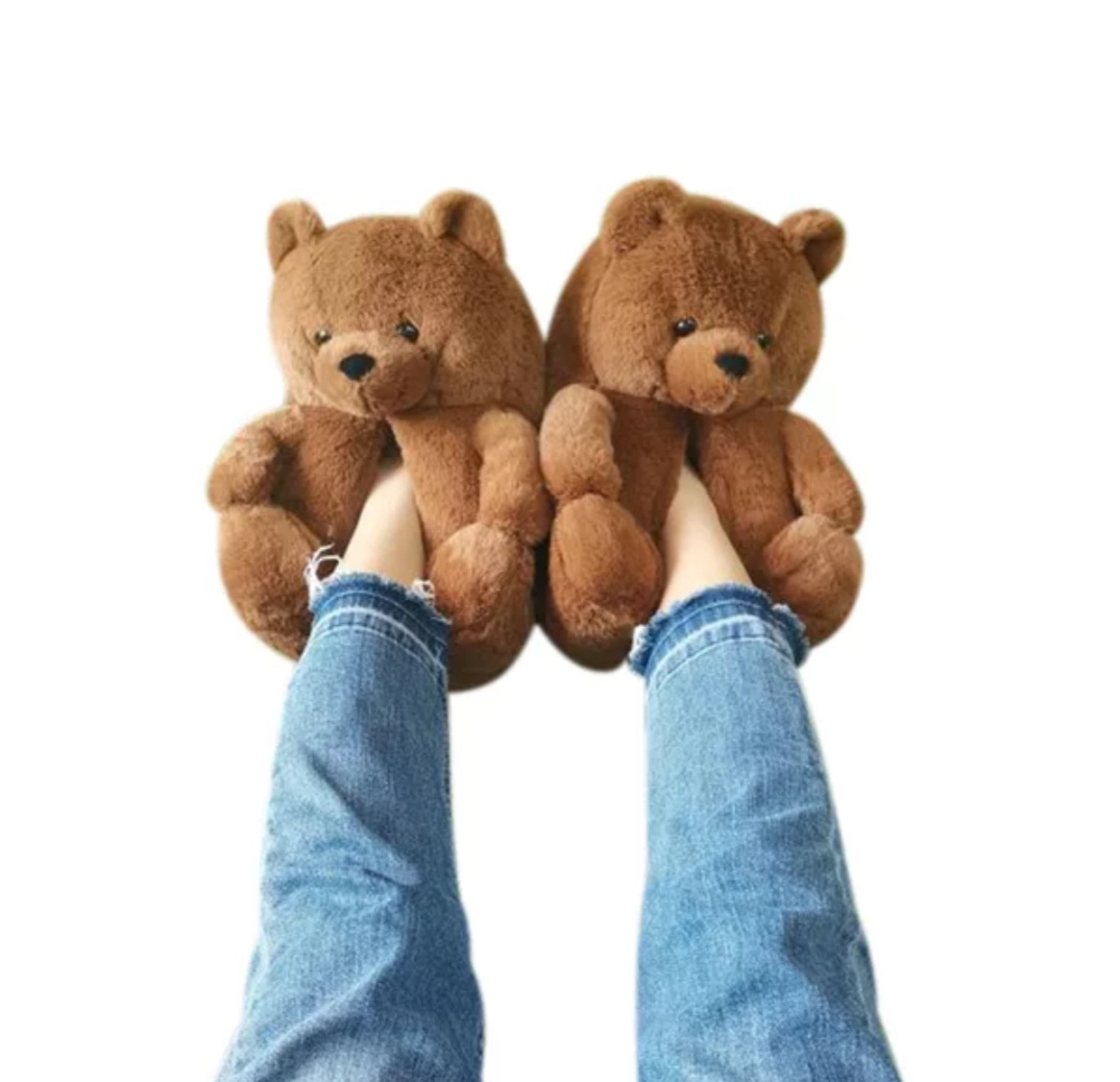 2020 Teddy Bear Slippers Wholesale Custom Cute winter bedroom teddy bear Slippers brown Indoor Lady Shoes