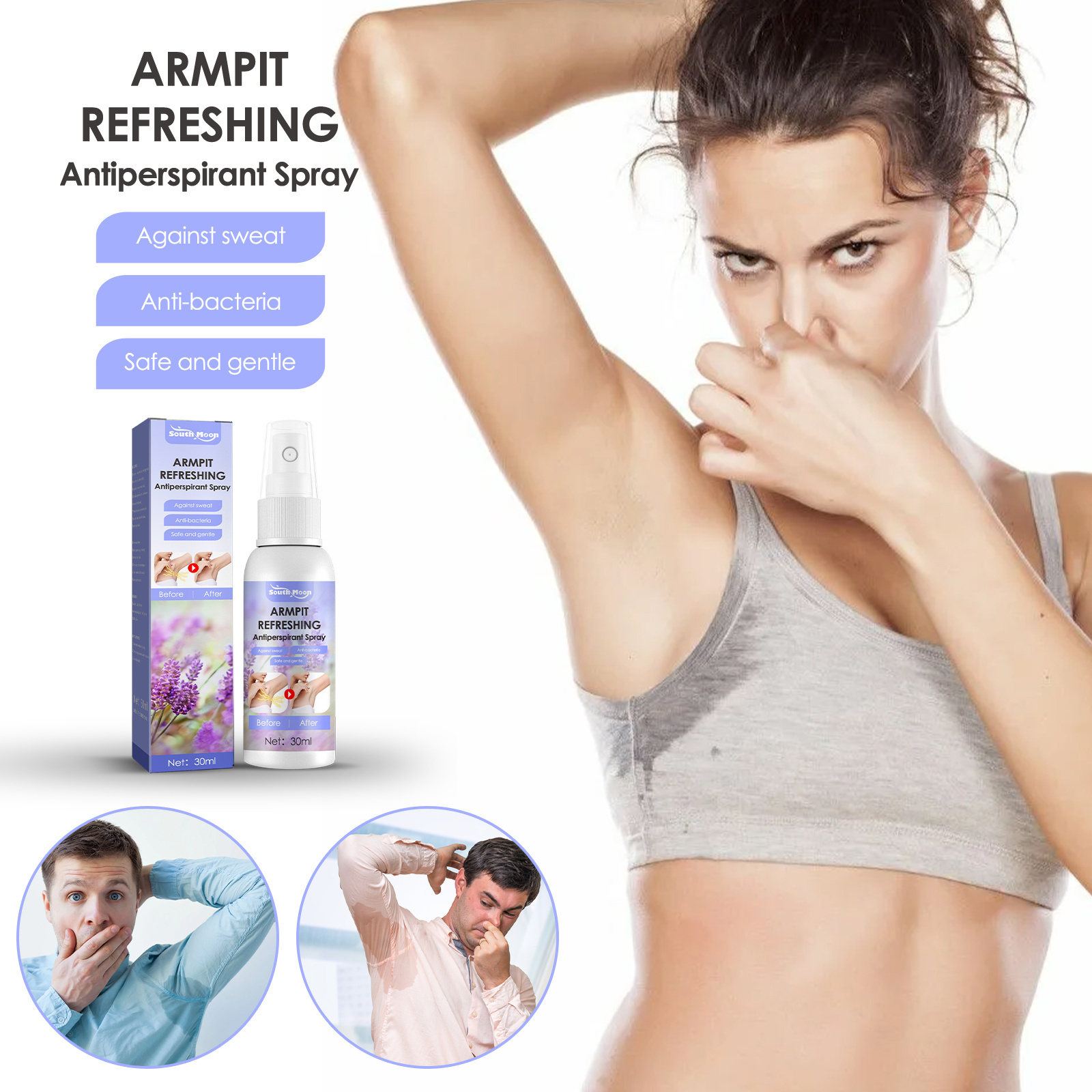 Wholesale Tiktok best sale lavender armpit sweat odor body odor spray deodorant sweat lotion