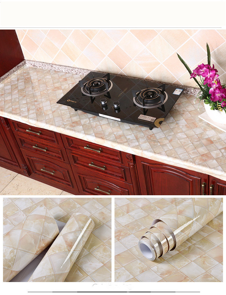 marble pattern stickers for waterproof and high-temperature resistant kitchen furniture renovation wallpaper wholesale