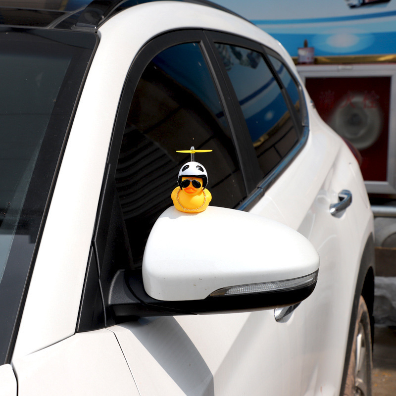 Tiktok Cute wholesale Mini Yellow Rubber Duck Helmet car accessories swing Duck toy for Car pendant