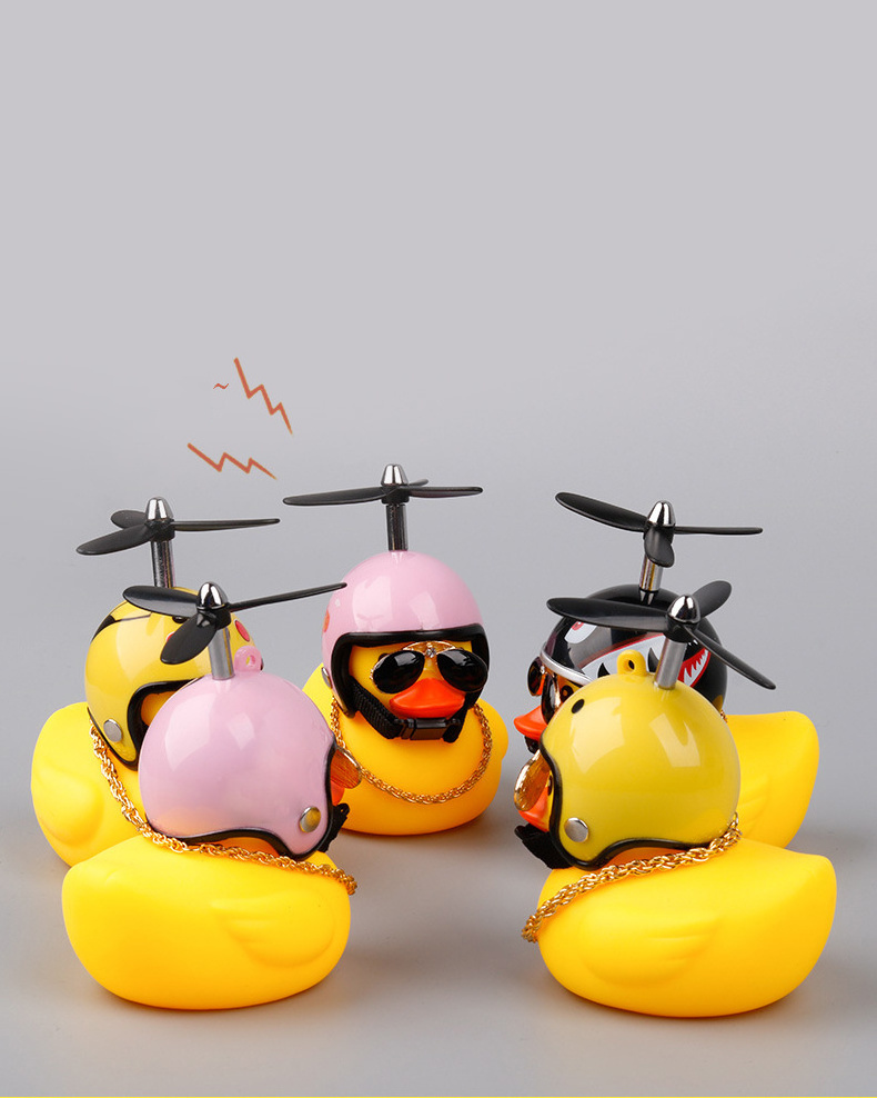 Tiktok Cute wholesale Mini Yellow Rubber Duck Helmet car accessories swing Duck toy for Car pendant