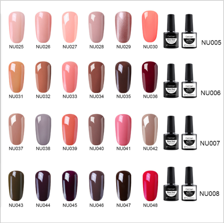 High quality 8 pieces/set 10ml/piece nude color series primer seal nail polish glue