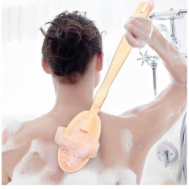 Natural Wooden Body Bath back Brush Shower Brush with long handle