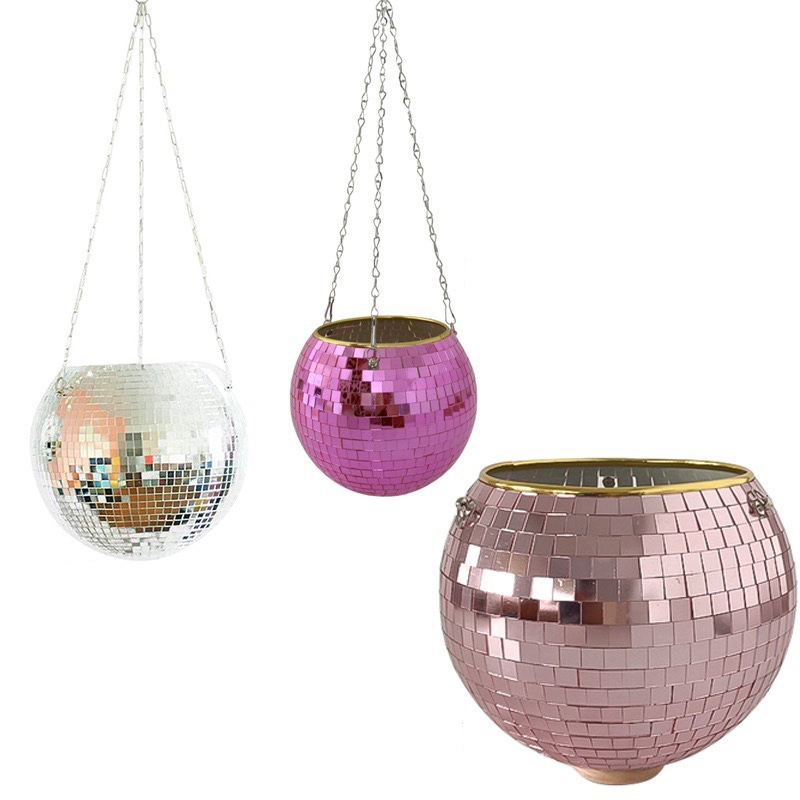 hanging planters for outdoor plants and disco ball decor and air plants holders and disco ball planters