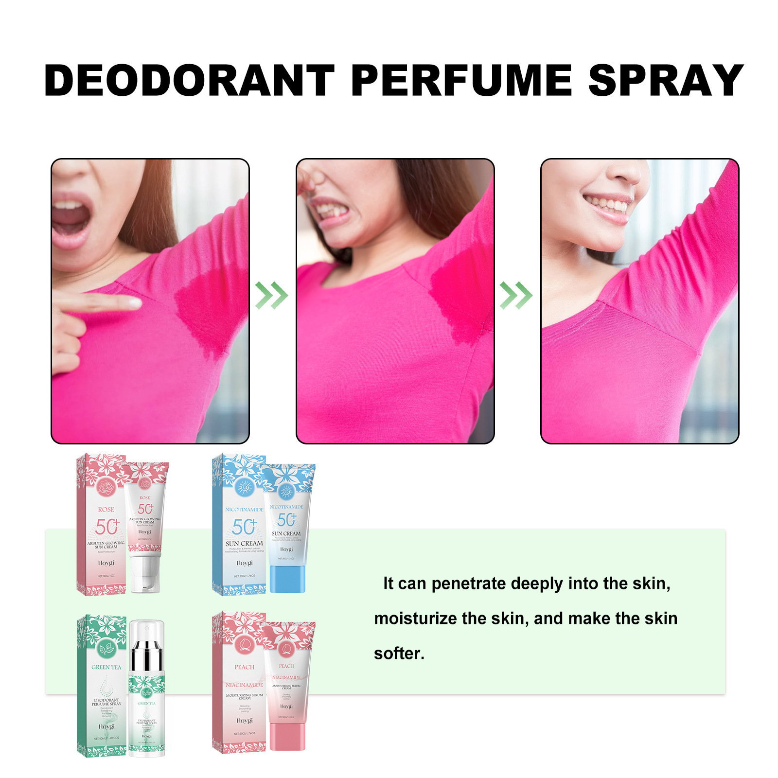 New Factory Direct Supply Underarm Odor Spray Green Tea Underarm Deodorizer Spray