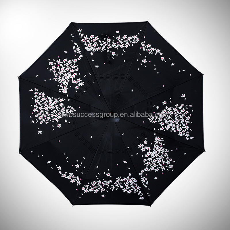 Wholesale Private Custom Inverted Umbrella Cars Reverse Umbrella Flowers Reverse Folding Umbrella