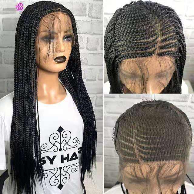 Newest Ponytail Braided Synthetic Hair Wig Brazilian African Braided Lace Front Wigs for Black Women