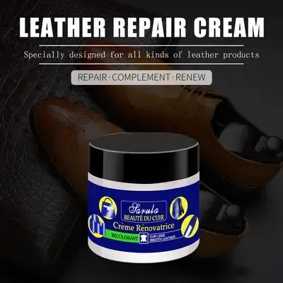 High quality leather polish restoration car seat sofa coats shoes scratch cracks rips leather repair cream