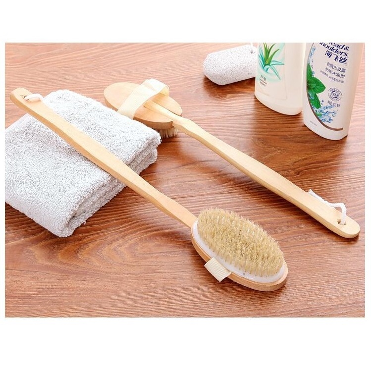 Natural Wooden Body Bath back Brush Shower Brush with long handle