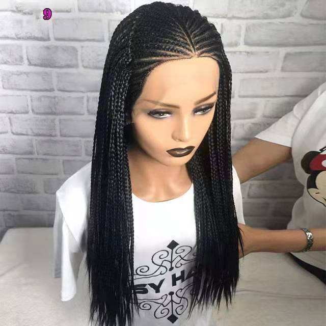 Newest Ponytail Braided Synthetic Hair Wig Brazilian African Braided Lace Front Wigs for Black Women