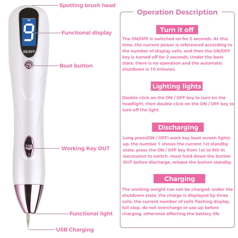 Wholesale rechargeable electric beauty freckle removing moles tattoo beauty instrument laser pointer