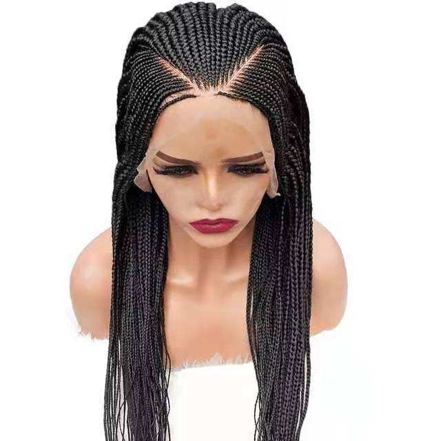 Newest Ponytail Braided Synthetic Hair Wig Brazilian African Braided Lace Front Wigs for Black Women