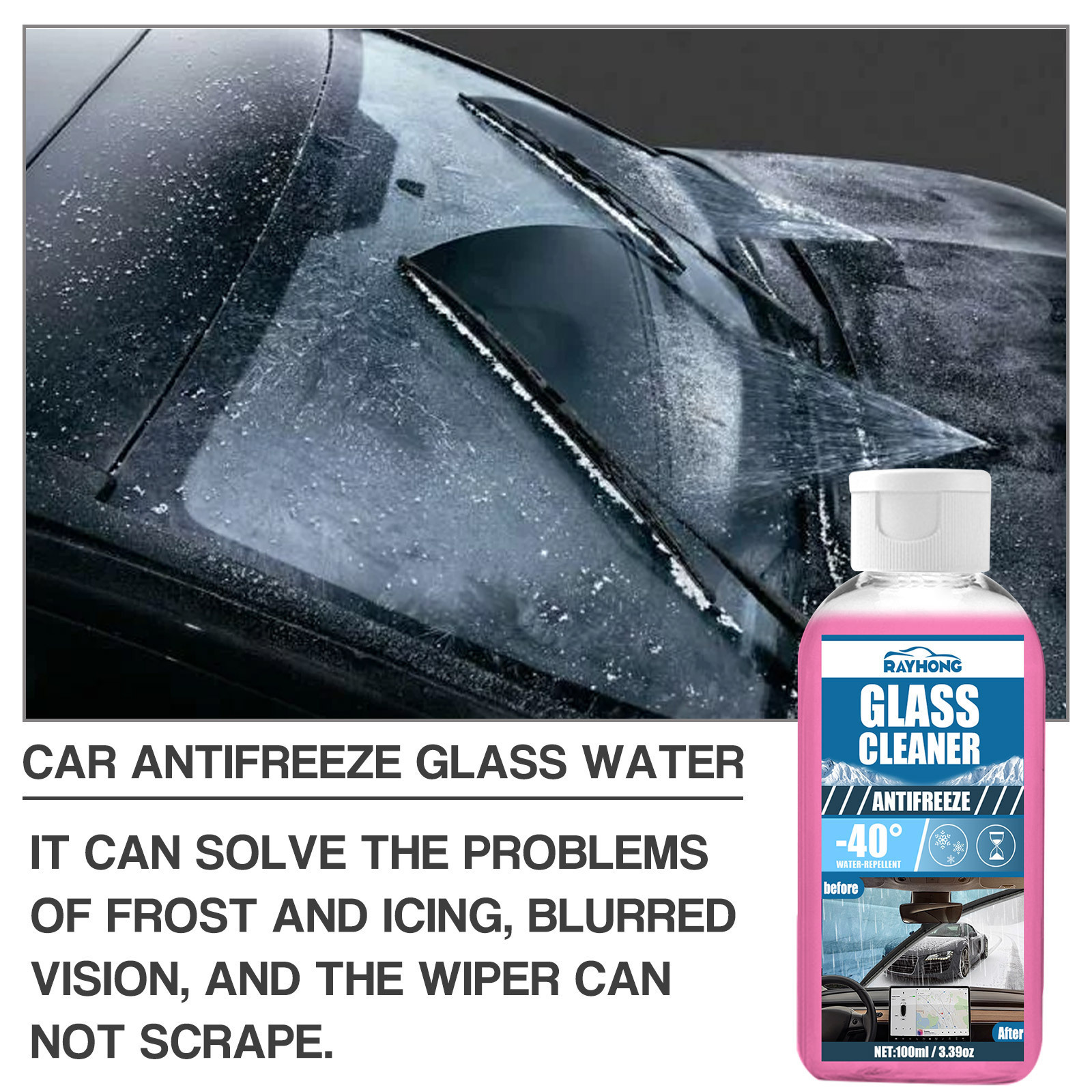 Hot Sale Car Windshield Antifreeze Rain Preventing Cleaning Dust Removal Safe in Winter Driving Glass Cleaner