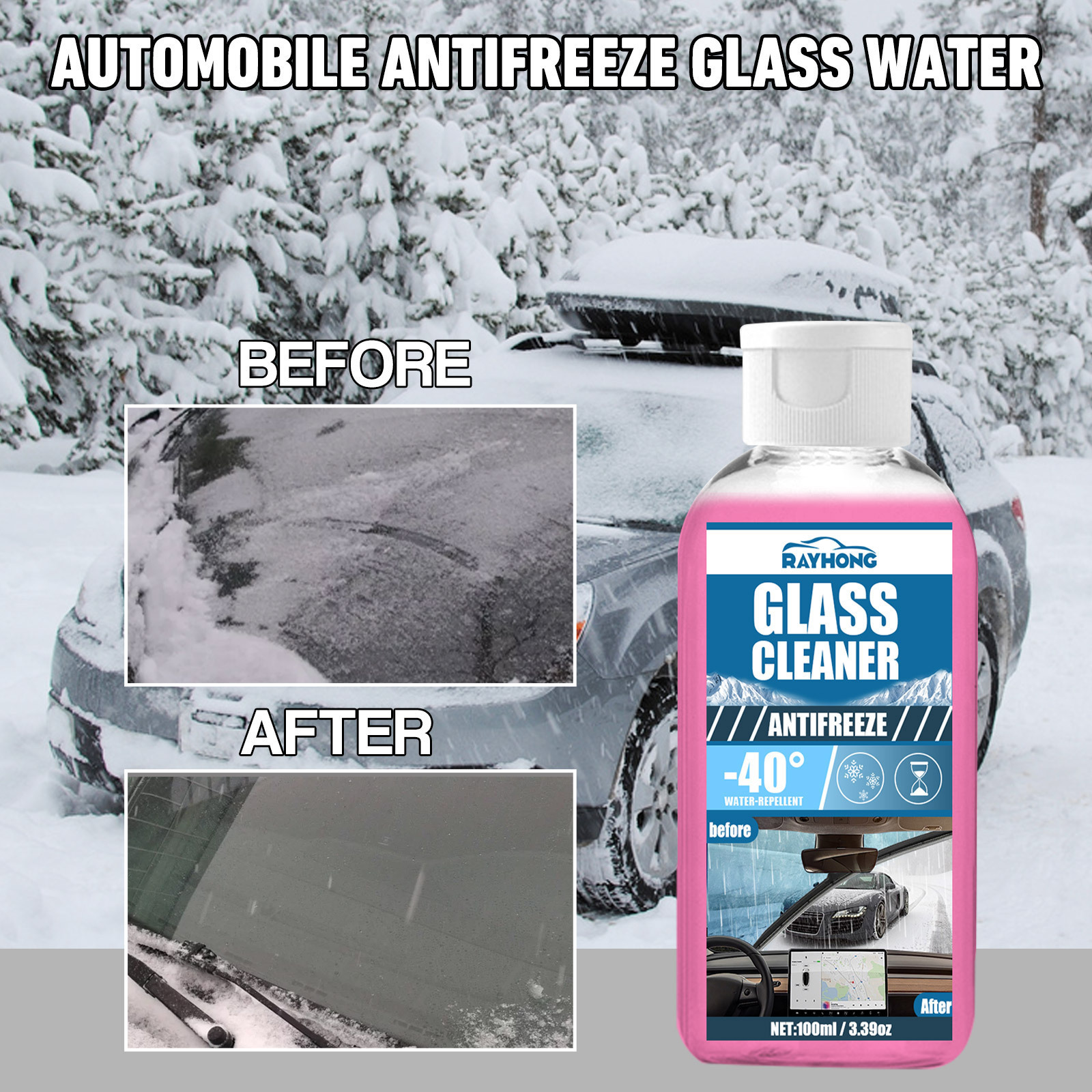 Hot Sale Car Windshield Antifreeze Rain Preventing Cleaning Dust Removal Safe in Winter Driving Glass Cleaner