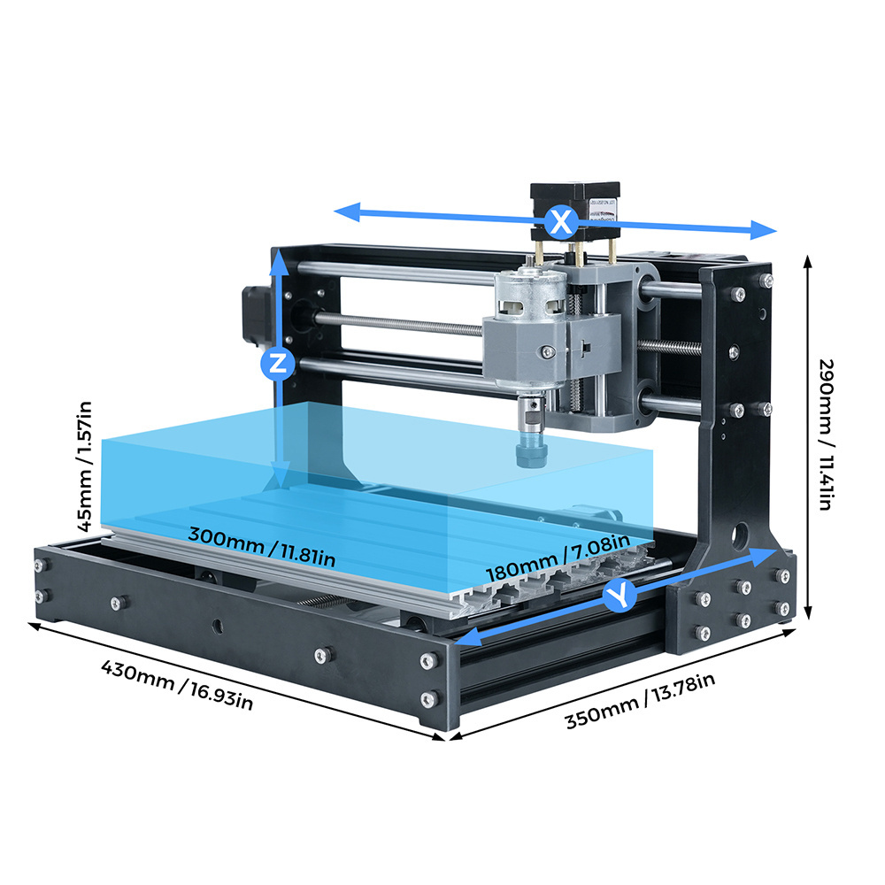 TWOTREES CNC 3018 Router T8 Screw Replaceable Laser Head 300*180*40mm Work Area High Precision cnc machine 3018