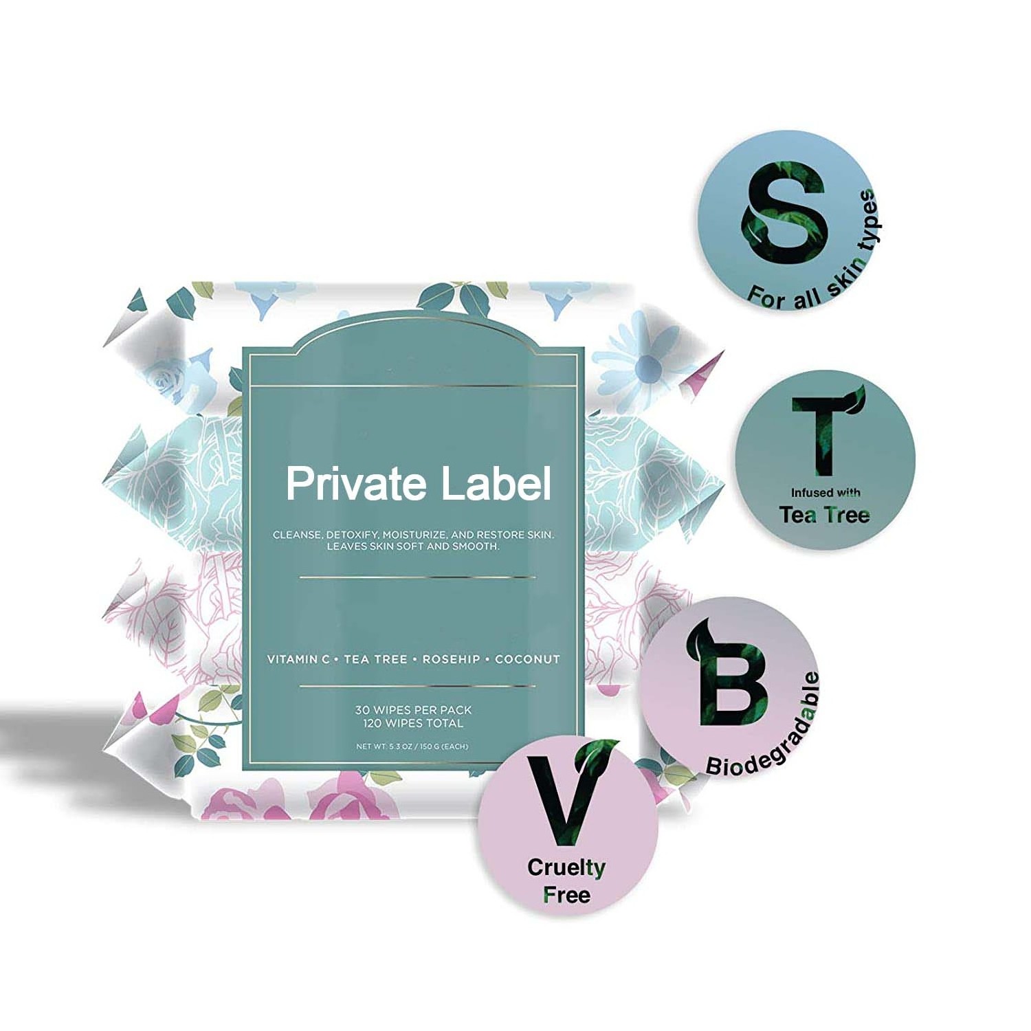 Private Label Facial Skin Cleaning Individual Facial And Makeup Removal Wipes To Travel