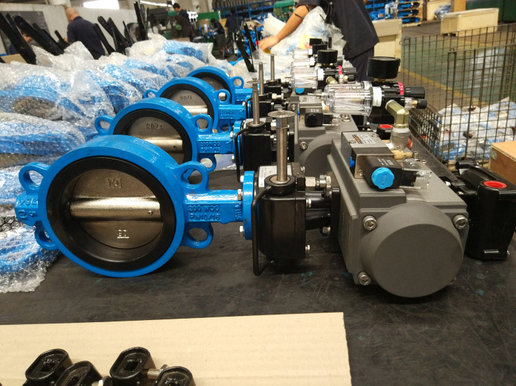 pneumatic double acting cylinder control valve butterfly valve