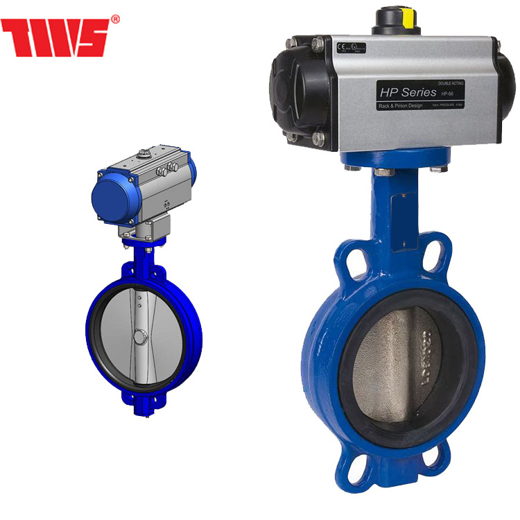 pneumatic double acting cylinder control valve butterfly valve