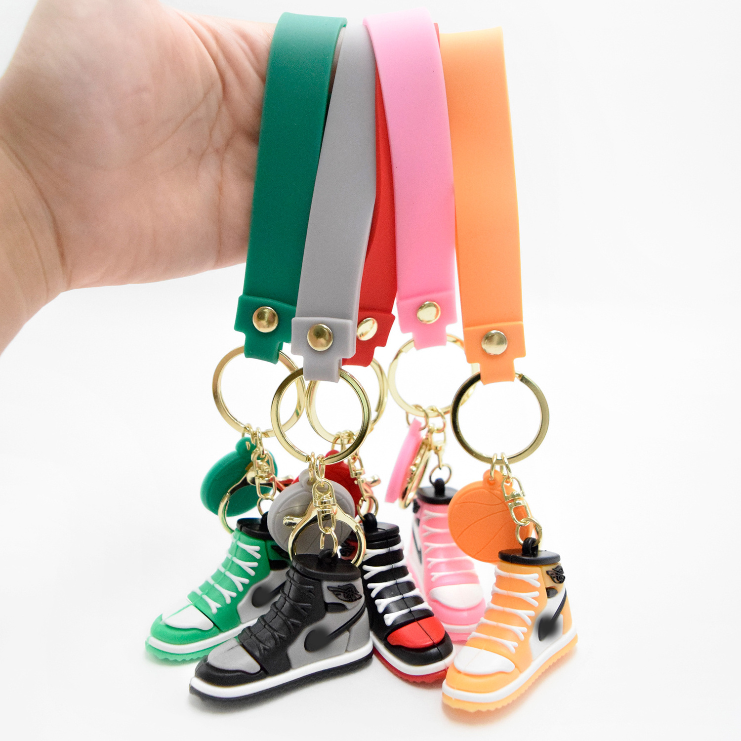 RTS Free Sample Wholesale Soft PVC A J 3D Sneaker Mini Rubber Shoe Keychain