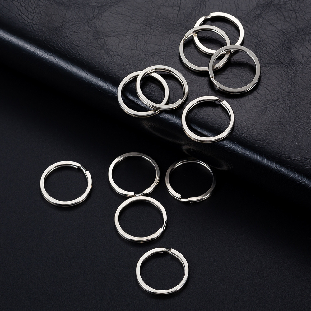 Customized 304 Stainless Steel Flat Keychain 30mm Mirror Polished O-Ring Metal Keychain Ready Stock